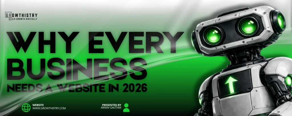 Featured image for Growthistry blog about why every business needs a website in 2026 to build trust, generate leads, and grow online.