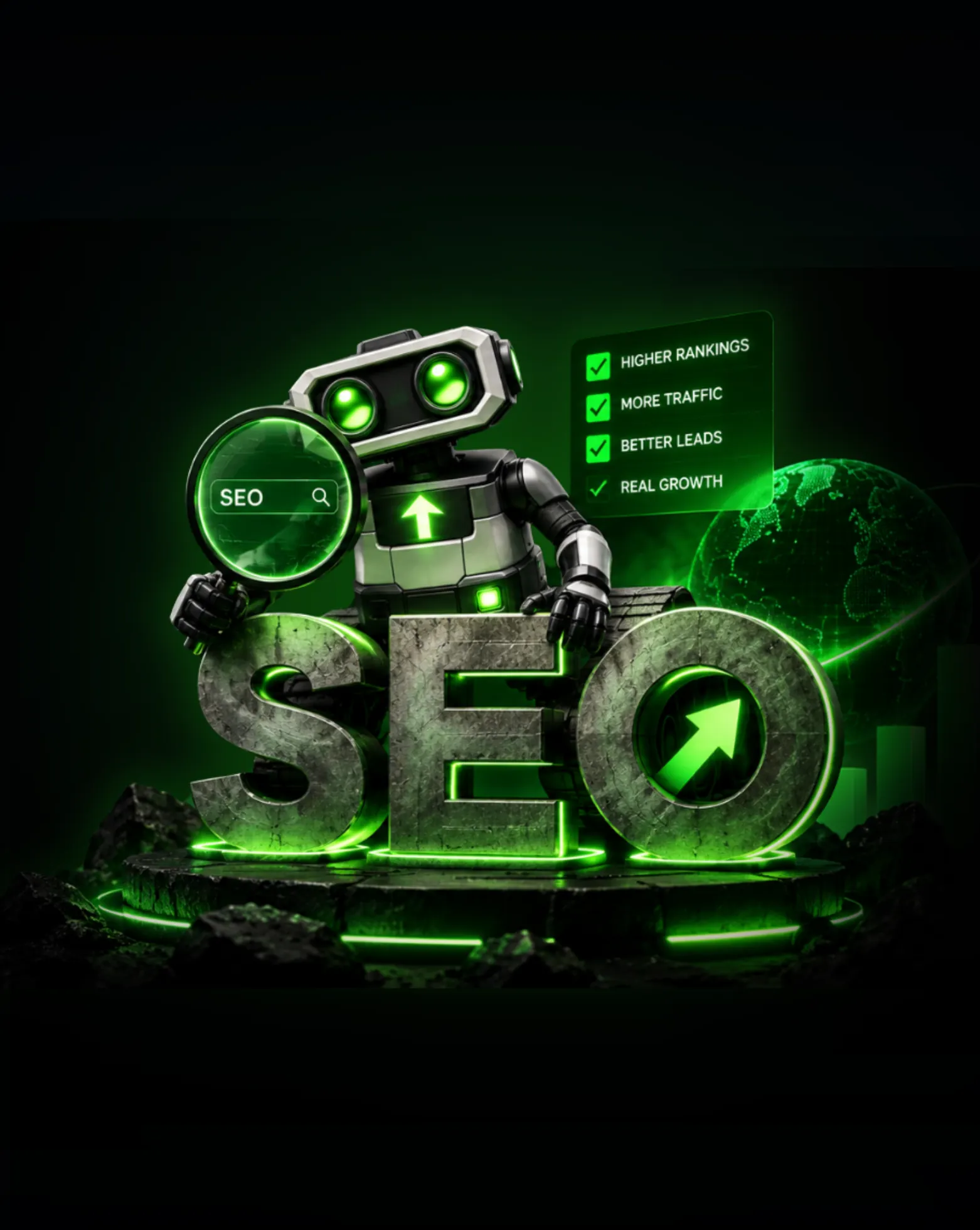 SEO hero banner featuring Growthistry's search engine optimization visual