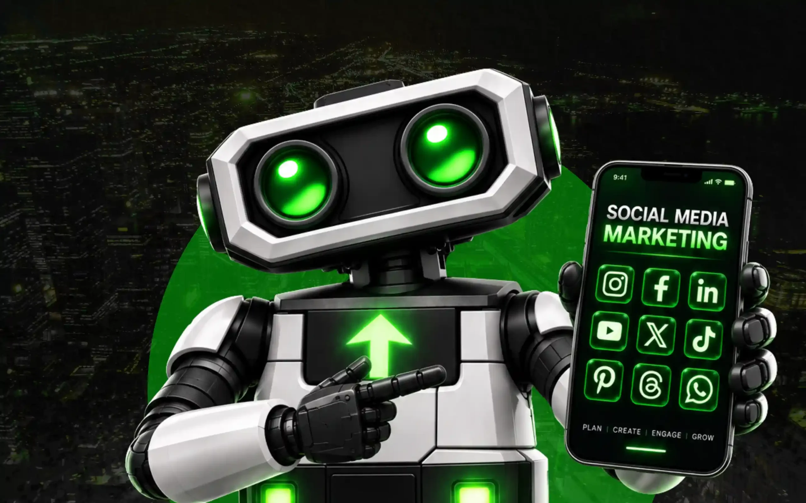 Social media marketing hero banner featuring Growthistry's social media strategy visual
